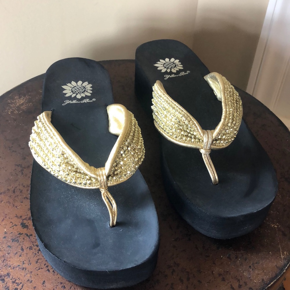 Yellow Box flip flops
